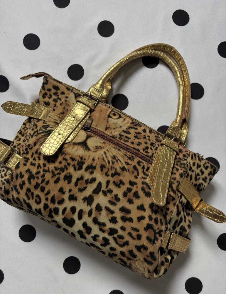 Golden leopard shoulder bag