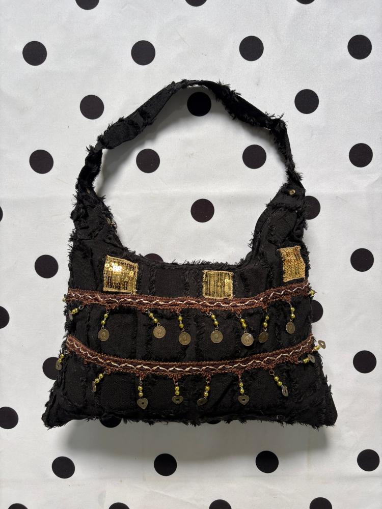 BLACK BOHO SHOULDER BAG
