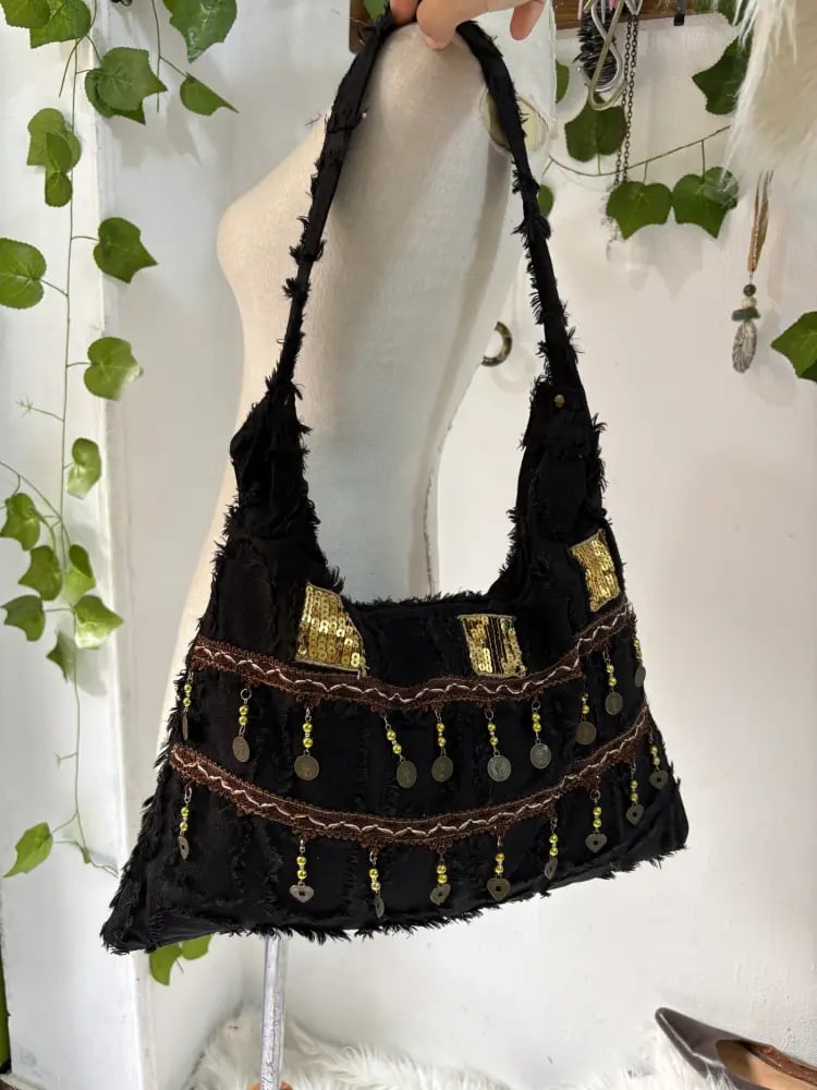 BLACK BOHO SHOULDER BAG