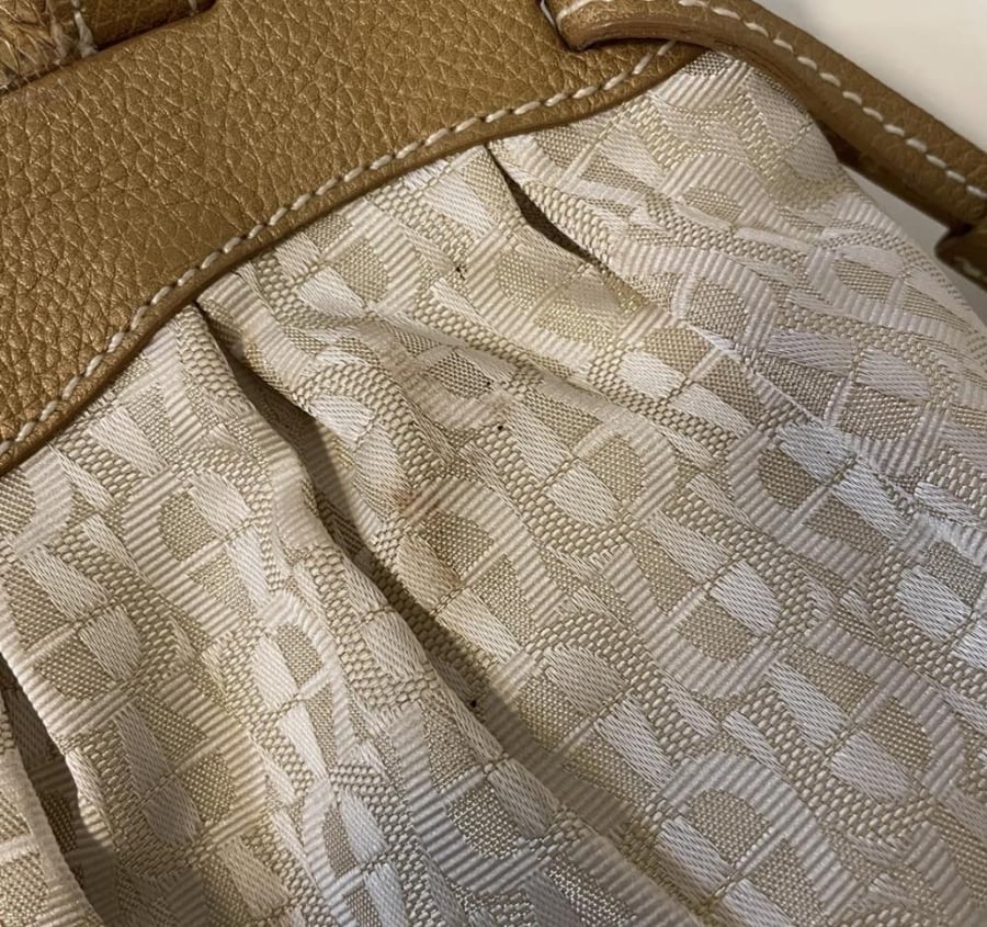 Vtg Aigner Monogram Beige Hobo Bag