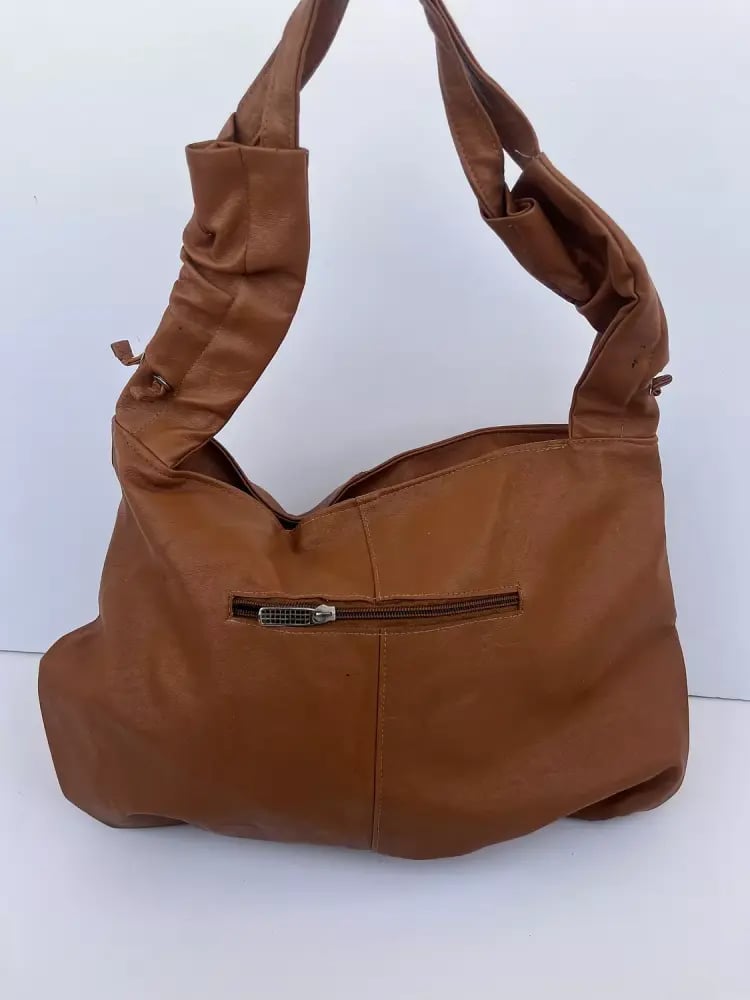 Vintage camel leather handbag