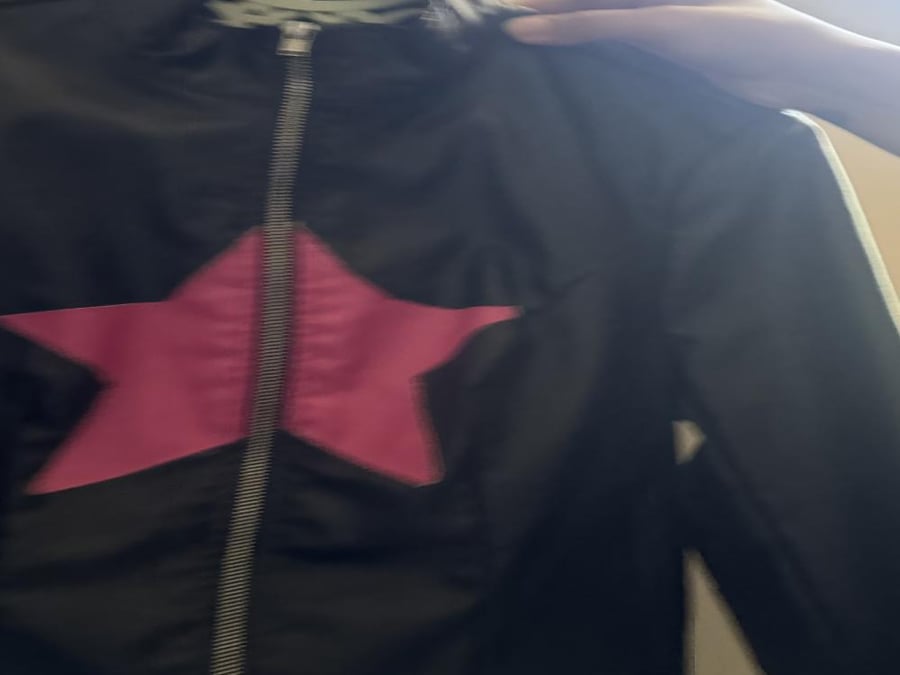 Amazing leather jacket with a pink star