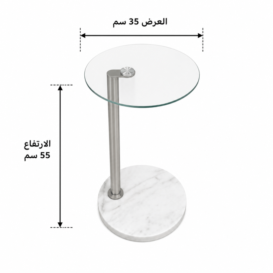 طاولة دائرية عملية وأنيقة فضي بسطح سيراميك