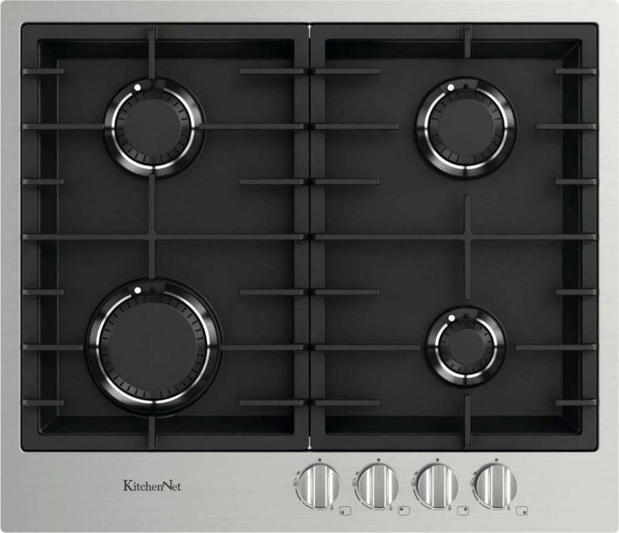 سطح كيتشن نت Kitchen Net شعلات 4 غاز أطراف السطح استانلس استيل سطح أستيل أسود مطفي مودرن موديل M02201012