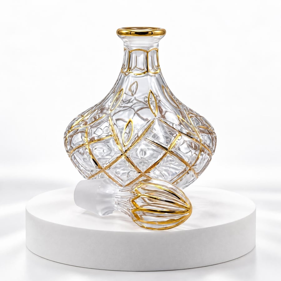 زجاجة عطور فاخرة بنقش ذهبيه