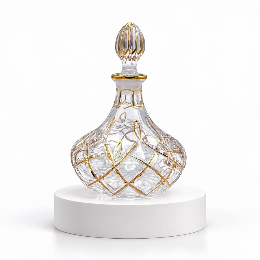 زجاجة عطور فاخرة بنقش ذهبيه