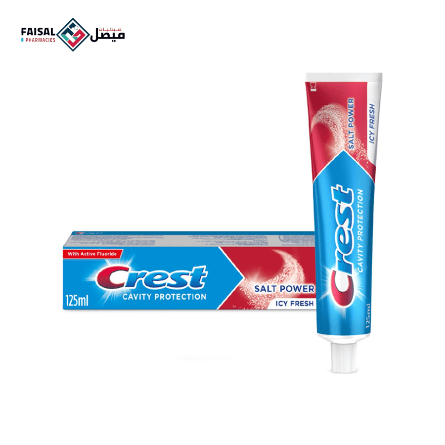 Crest toothpaste, cavity protection, salt strength, and icy freshness, 125 ml