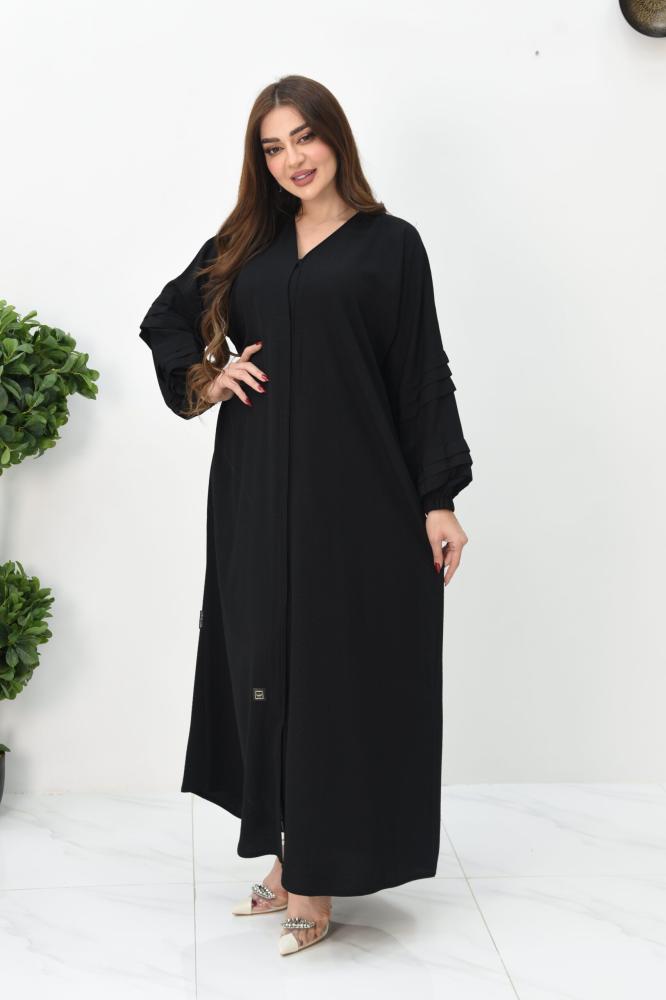 عباية انيقة بكم مطاط مزين بالكسرات
