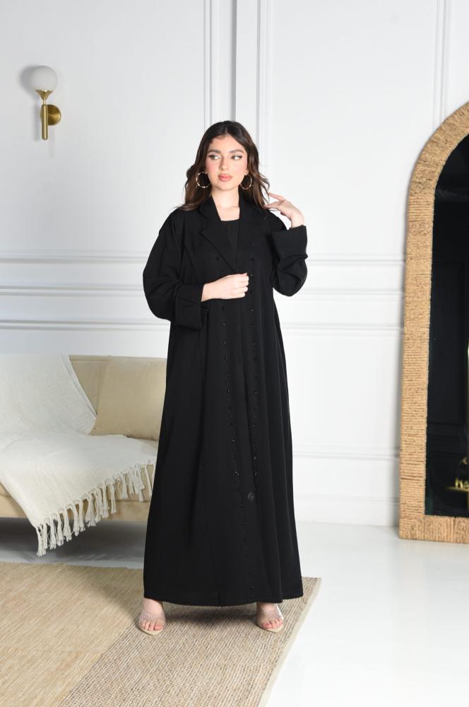 عباية كريب بتطريز اسود