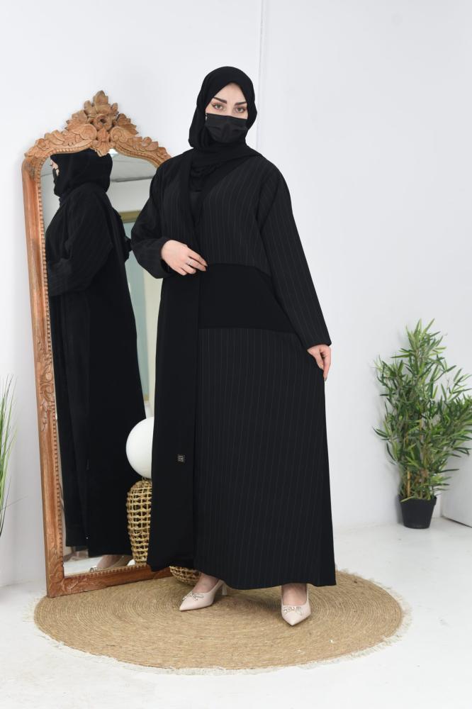 عباية بقماشين سادة ومقلم