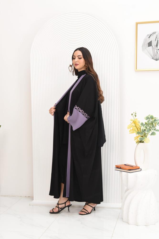 Abaya covers all Claridge with touch of purple color