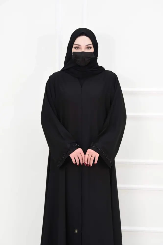 عباية كريب بتطريز شك على الأكمام المربعة