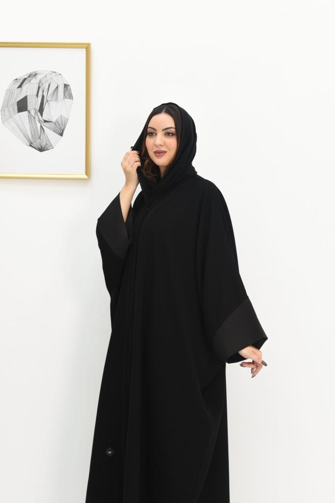 عباية بشت بقماش الفوكر الأسود بكم مثلث