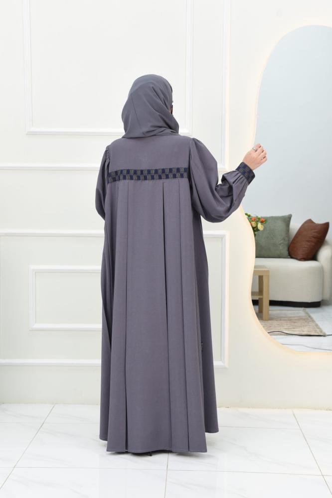 عباية كلوش رصاصية مع كسرات