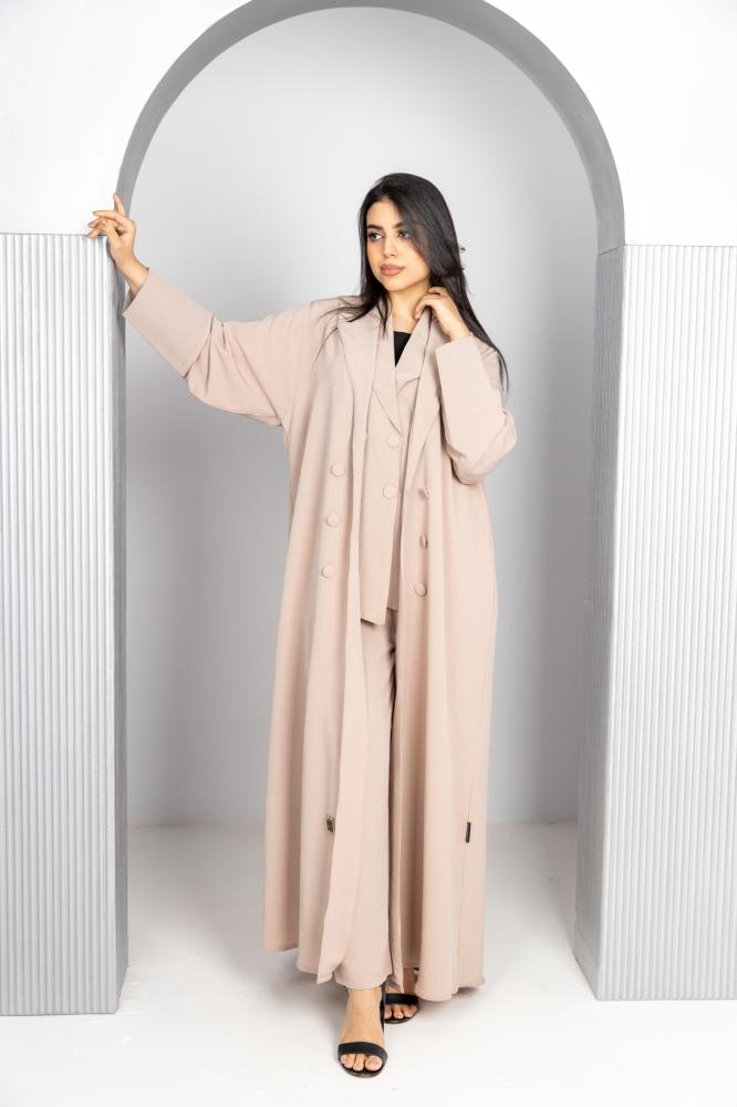 عباية كاجوال 4 قطع بلون بيج