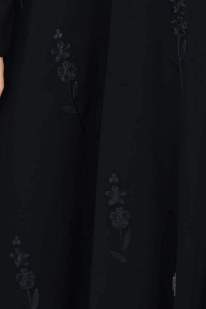 عباية تطريز ورد أسود