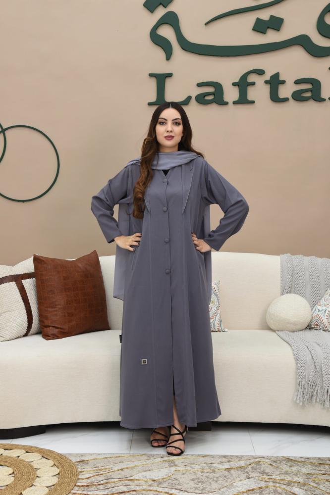 عباية كريب بلون رصاصي