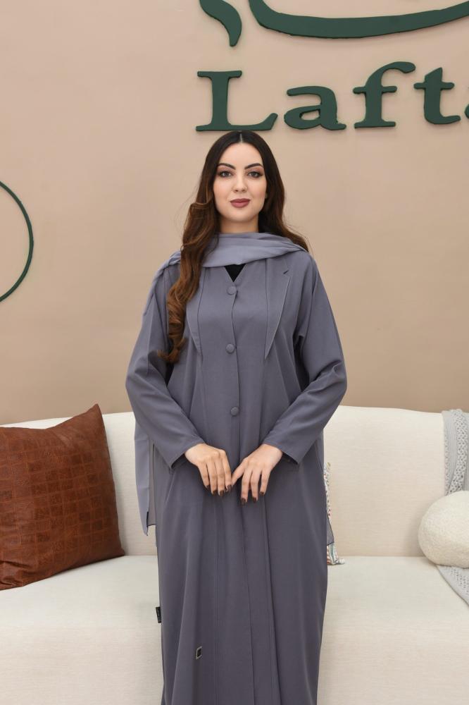 عباية كريب بلون رصاصي