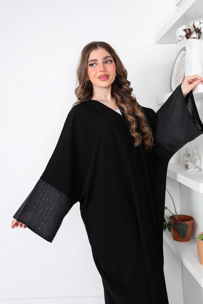 عباية بشت كريب بأكمام لنن