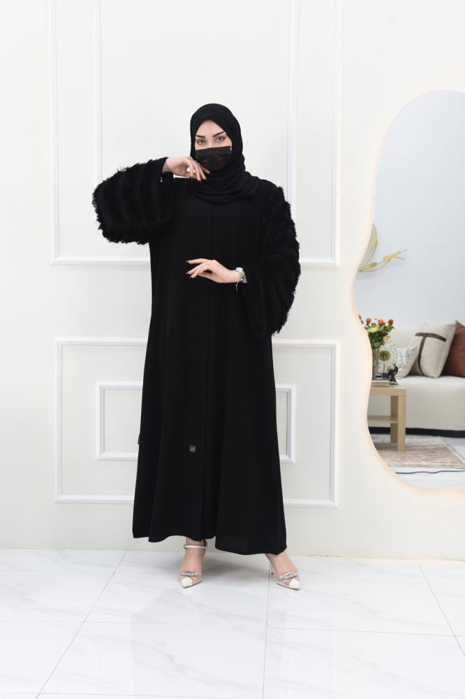 عباية كريب بكم من الشراشيب الحريرية