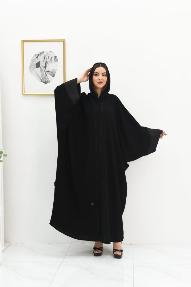 عباية بشت بقماش الفوكر الأسود بكم مثلث