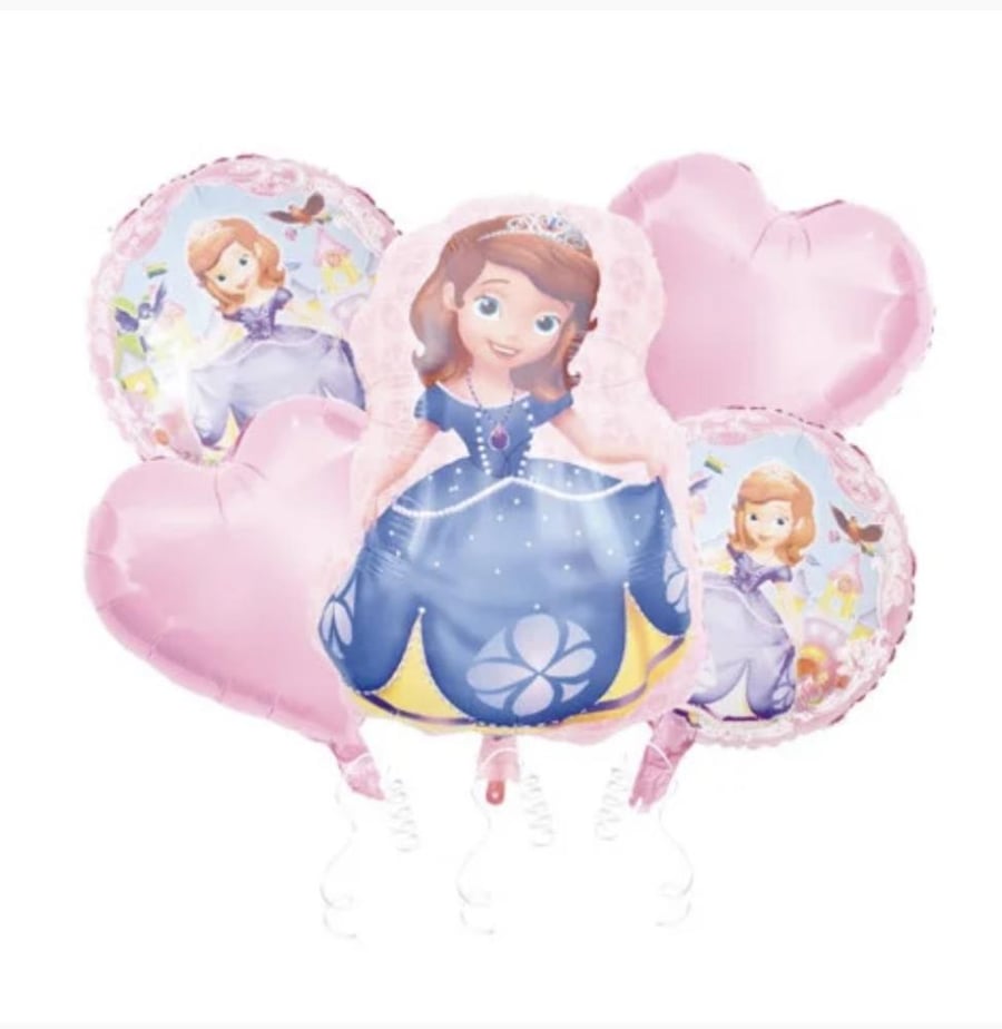 Balloon bouquet for birthdays with Sofia the First character