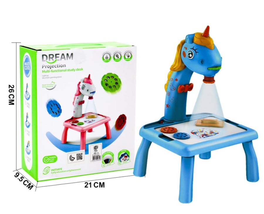 Unicorn drawing table projector, educational display for drawing and coloring for children, a creative gift