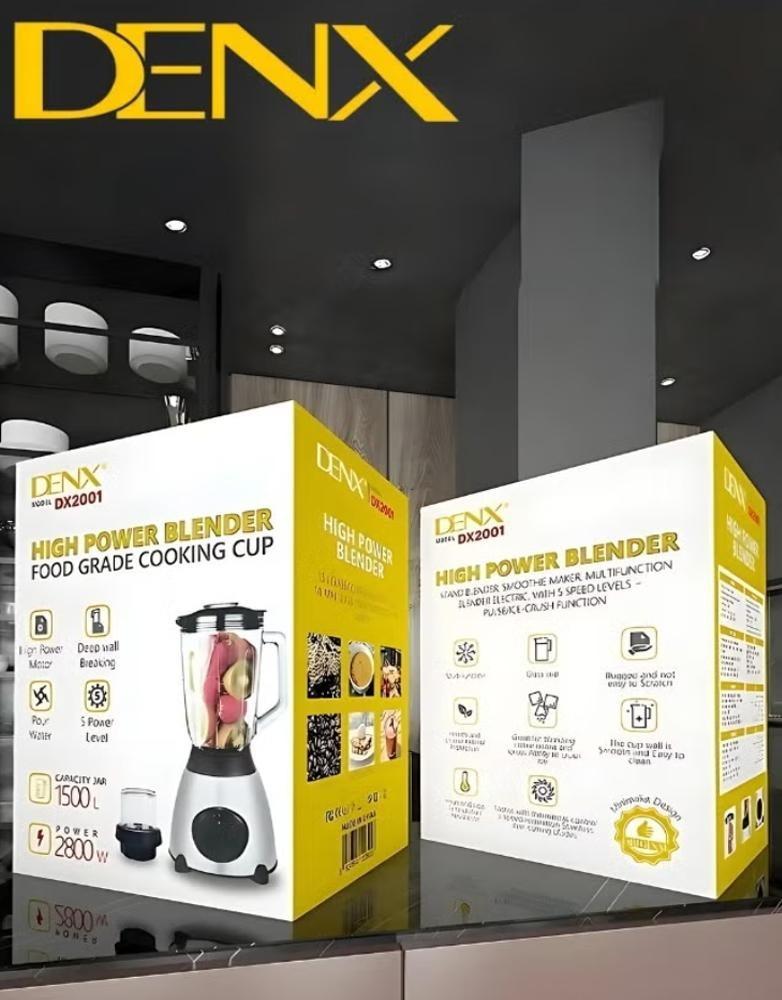 خلاط كهربائي DENX DX2001 | بقوة 2800 واط | بسعة 1.5 لتر | مع مطحنة للبهارات