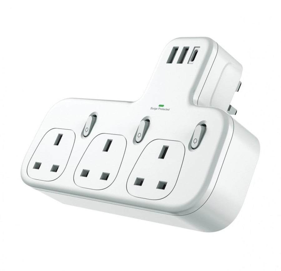 مقبس جداري متعدد المنافذ مع شاحن ذكي USB من باستك