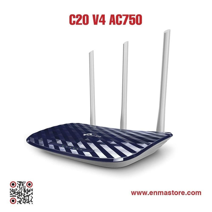 راوتر TP-Link Archer C20 V4 AC750 – واي فاي مزدوج النطاق 3 هوائيات