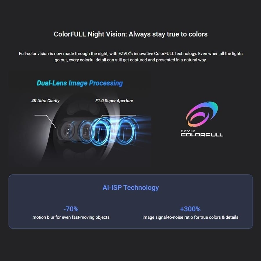كاميرا مراقبة إيزفيز خارجية H80x Dual بدقة 4K مزدوجة - تغطية شاملة ورؤية ليلية ذكية