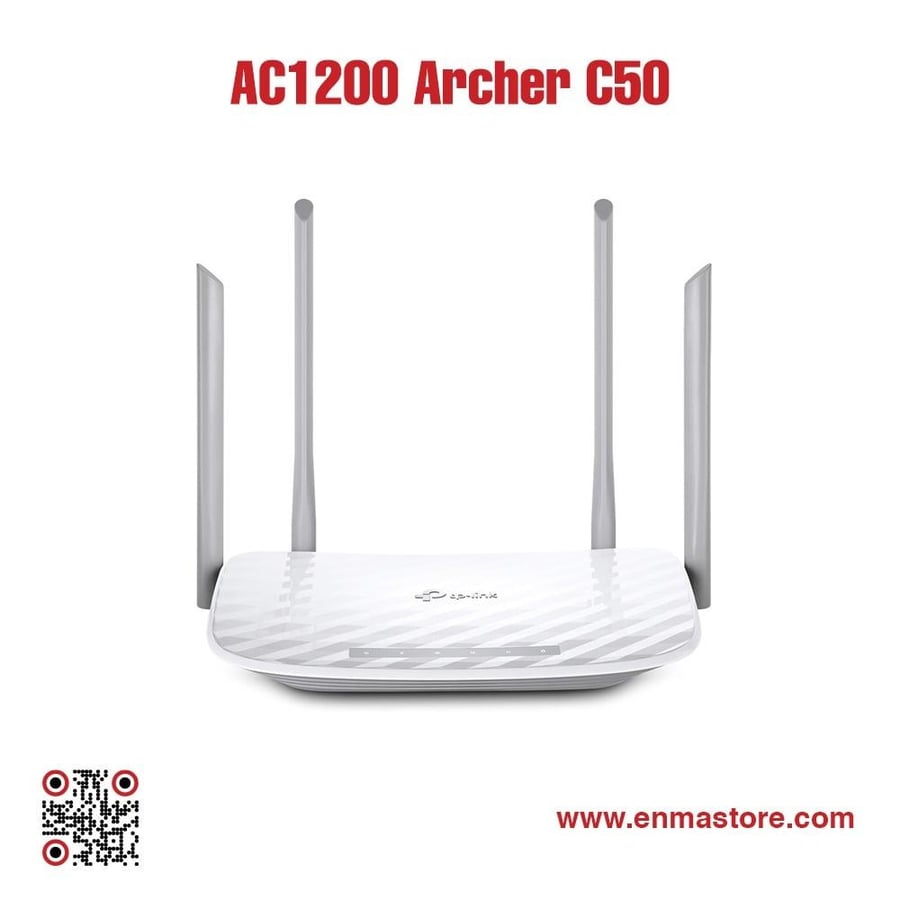 راوتر تي بي لينك Archer C50 AC1200 – راوتر واي فاي مزدوج النطاق عالي السرعة