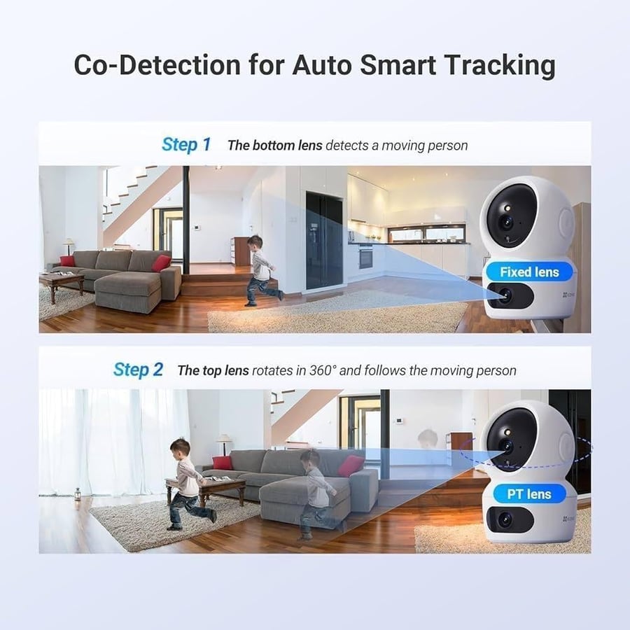 كاميرا مراقبة داخلية إيزفيز EZVIZ H7c Dual 2K عدستين، رؤية 360° وتتبع حركة ذكي