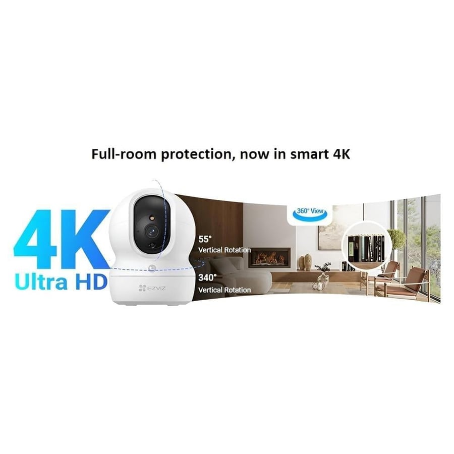 كاميرا مراقبة منزلية ذكية EZVIZ H6c Pro بدقة 4K و8 ميجابكسل مع تحريك PT