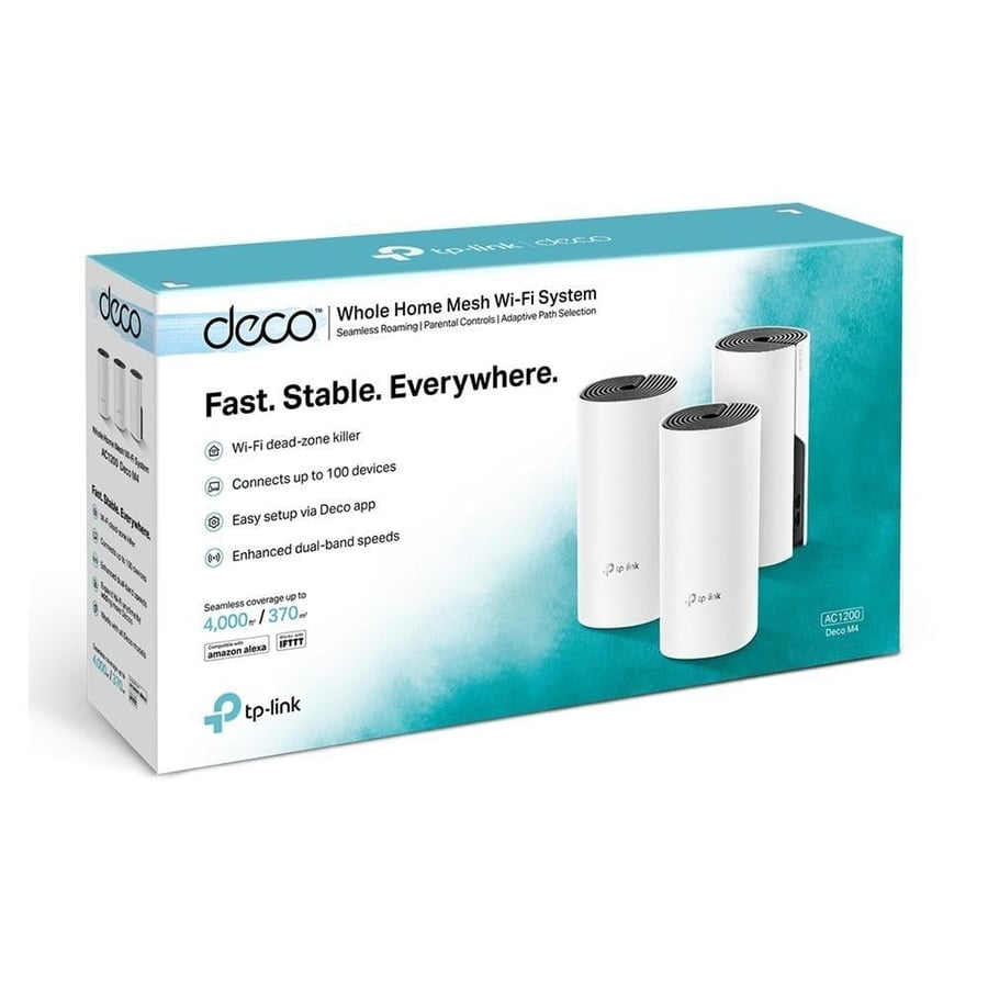 نظام واي فاي كامل TP-Link Deco M4 (3-Pack) Mesh AC1200 تغطية واسعة وسلسة