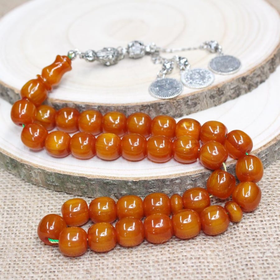 Musk honeyed rosary with wavy beads and antique tassel