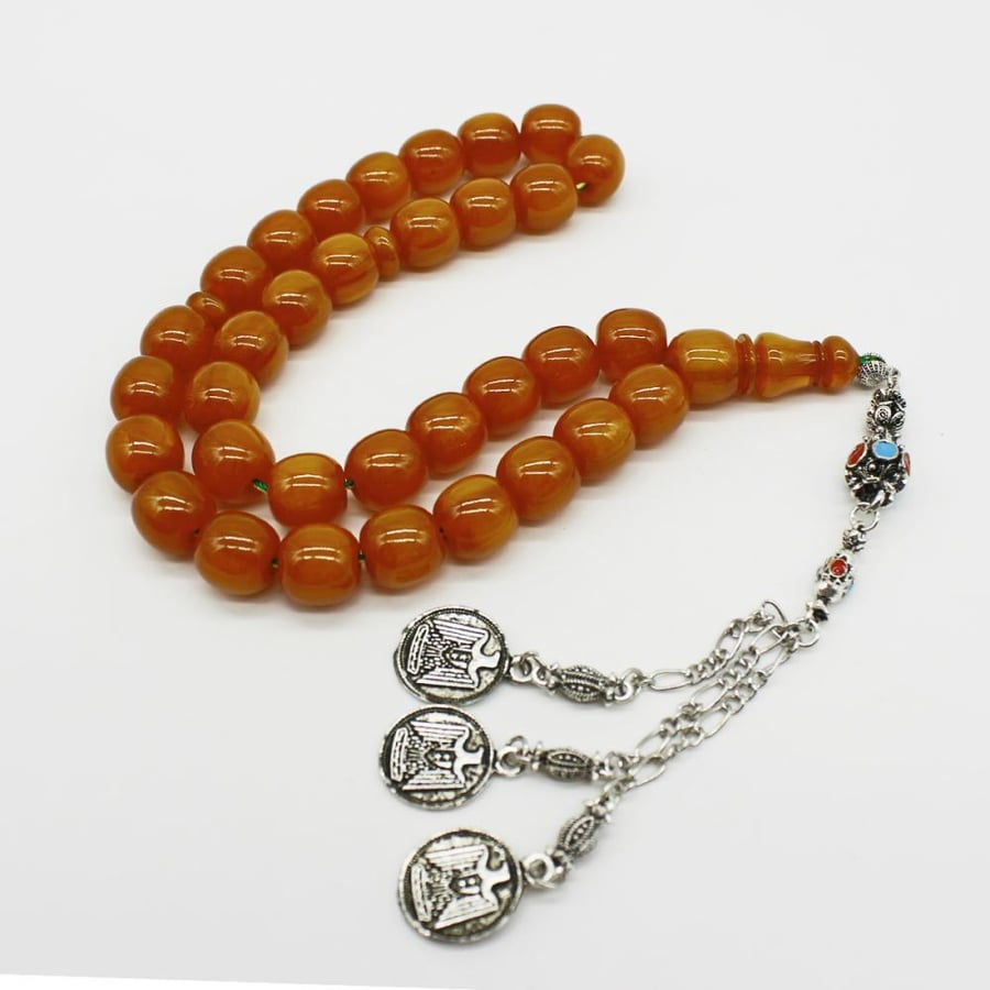 Musk honeyed rosary with wavy beads and antique tassel