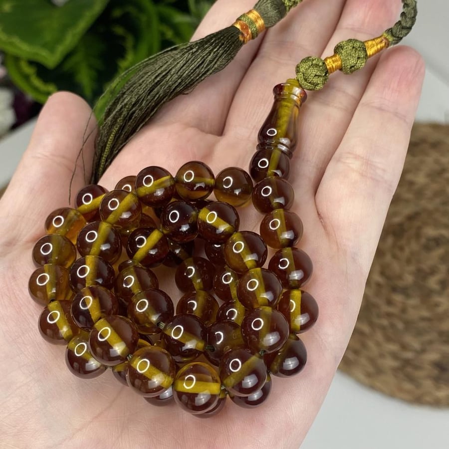 Fatoran prayer beads, brownish yellow - 51 beads