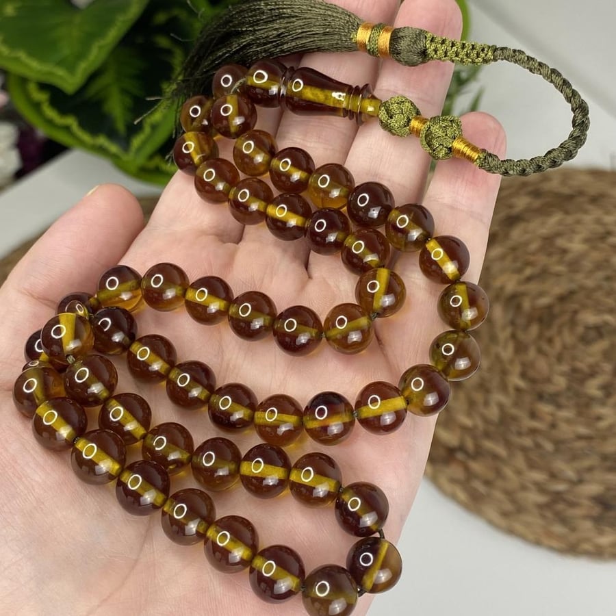Fatoran prayer beads, brownish yellow - 51 beads