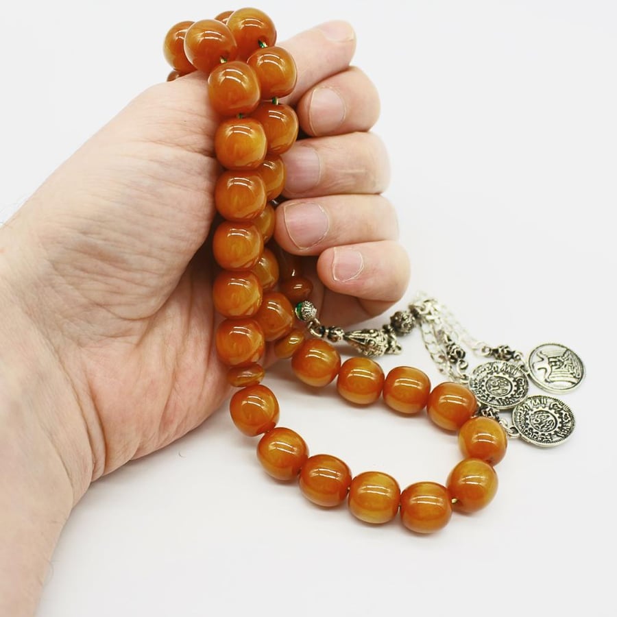 Musk honeyed rosary with wavy beads and antique tassel