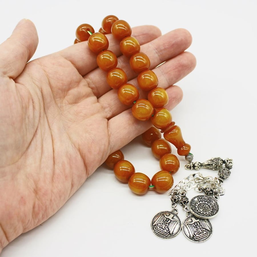 Musk honeyed rosary with wavy beads and antique tassel