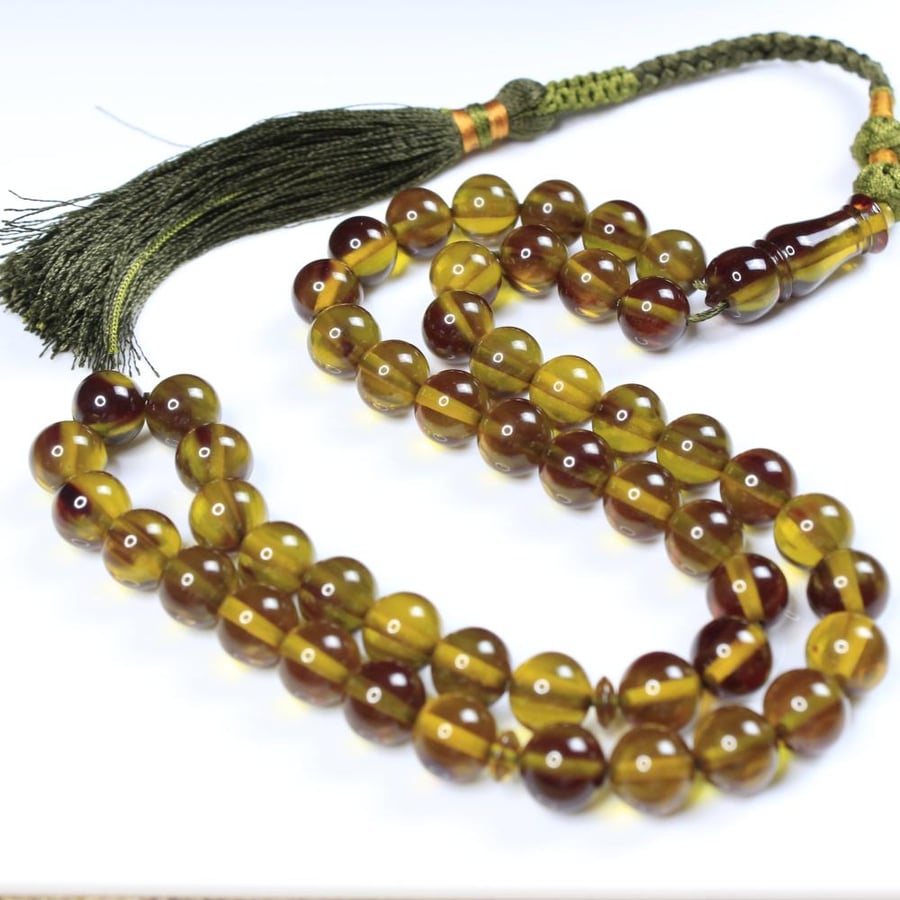 Fatoran prayer beads, brownish yellow - 51 beads