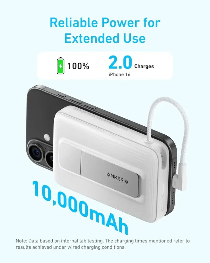 Anker Zolo magnetic power bank with a capacity of 10,000 mAh with built-in stand