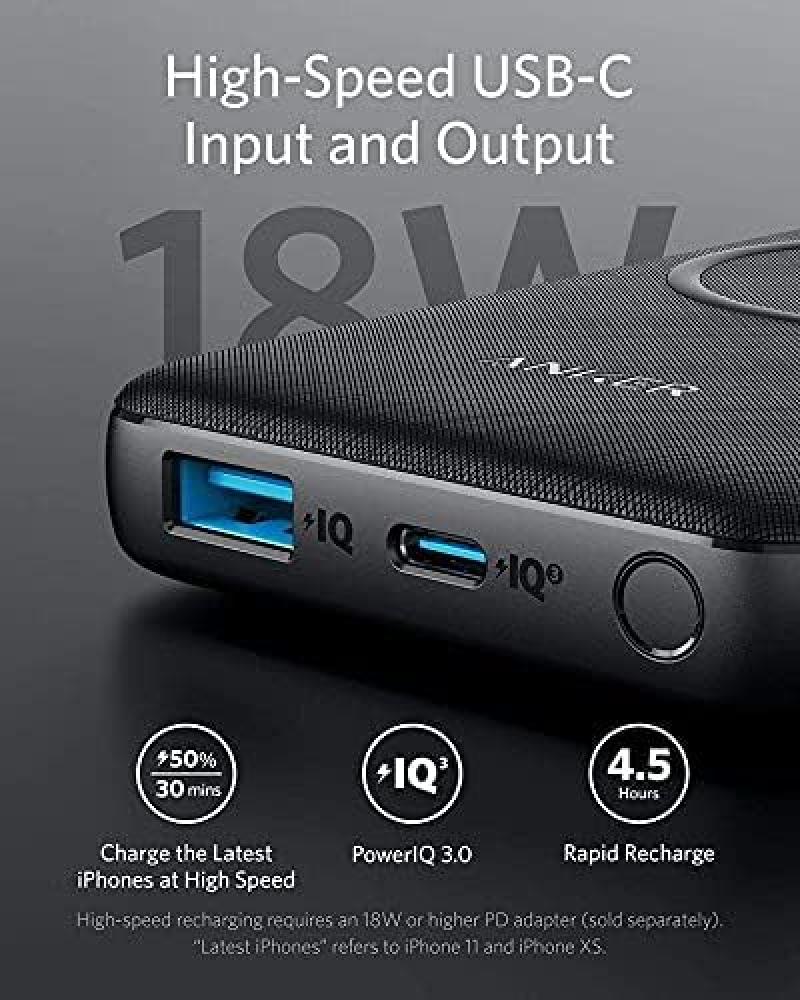 باور بنك Anker PowerCore III Sense 10000 لاسلكي 10W - أسود