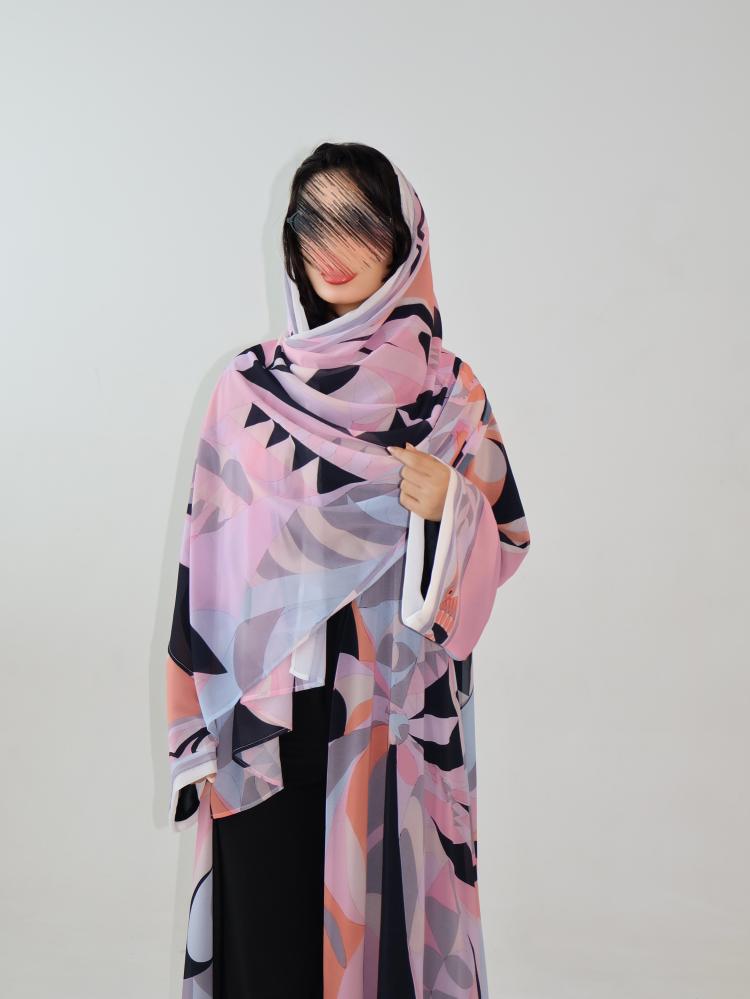 55 Abaya half calf-length chiffon (Georgette) lined