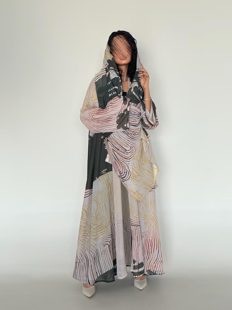 33 Abaya half kalosh chiffon Japanese padded (possibility to request change of style to half bisht in the notes)