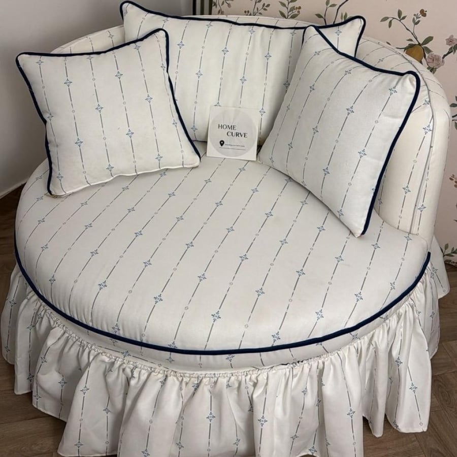 Round sofa with imported fabric