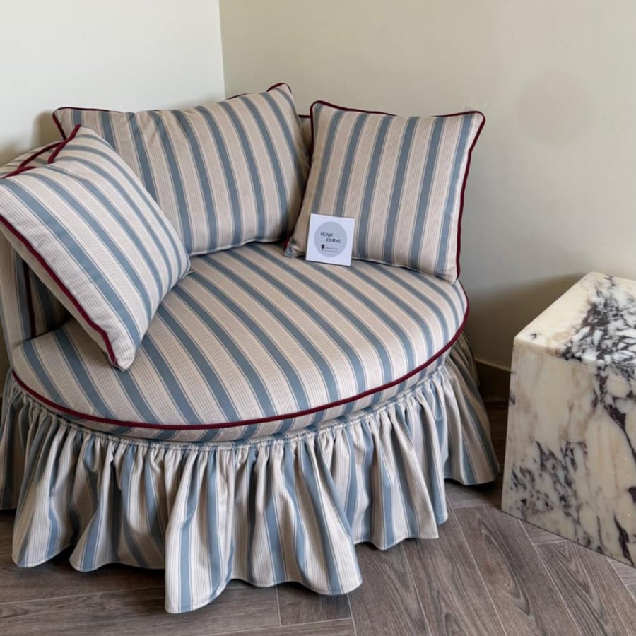 Round striped sofa