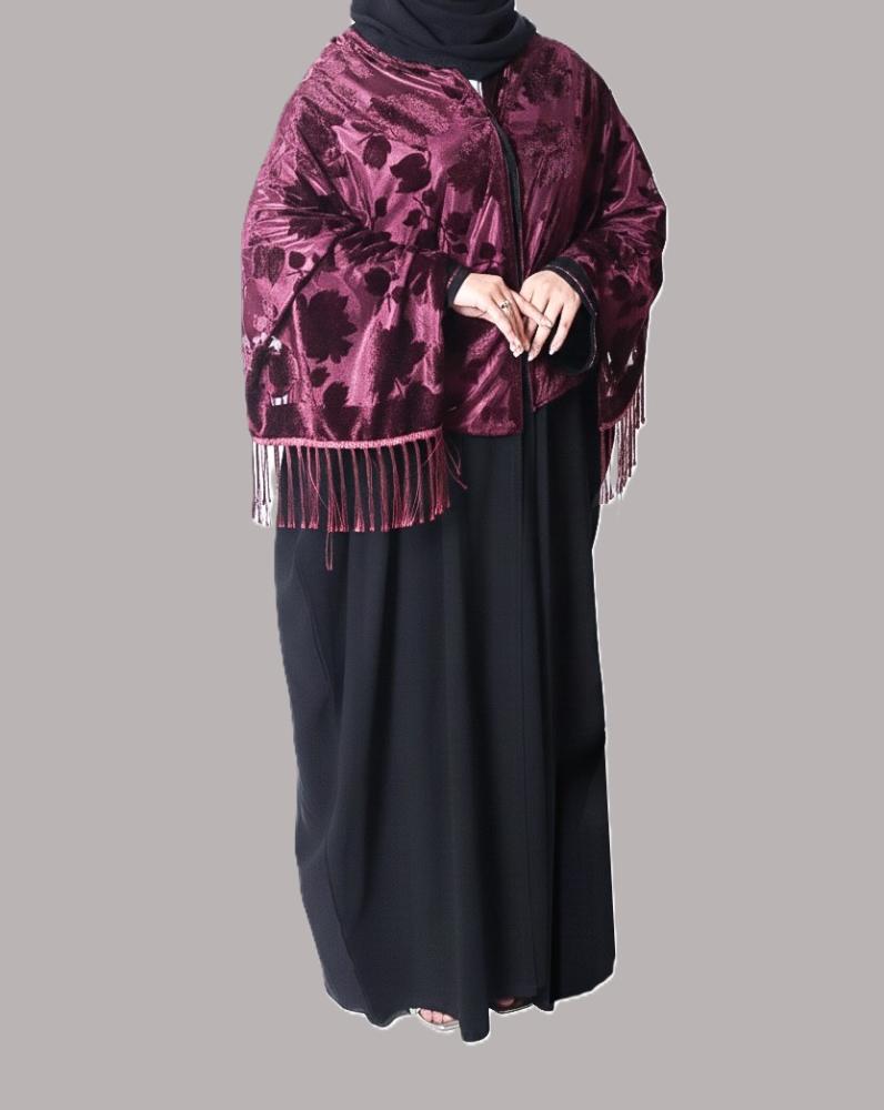 Linen abaya with velvet and chiffon SLC120 I