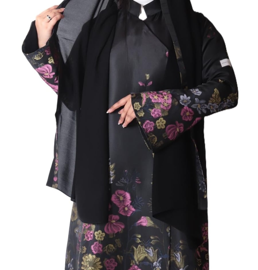 Elegant pink floral jacquard abaya | SLC101